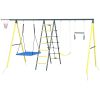 5-in-1 Heavy Duty Metal Swing Set, Yellow, Backyard Fun for Kids, 440lbs Capacity, Ages 3-8