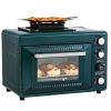 Outdoor Oven, 2-in-1 Portable Gas Camping Stove Oven Combo, Adjustable Fire, 60-Minute Timer, Windproof, with Grill Shelf and Roasting Tray, for Camp