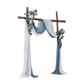 Artificial Wedding Arch Flowers Kit, Blue Wedding Arch Flowers with Drapes Kit (Pack of 4) - 2 Pcs Floral Arrangement, 2 Pcs Sheer Drapes, for Ceremo