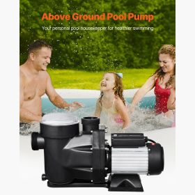 Above Ground Pool Pump, 2.5 HP, 148 GPM Max Flow Single Speed Swimming Pool Pump, 220V 3450 RPM 62 ft Max Head Lift with PP Shell Strainer Basket, 12