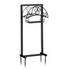 Heavy Duty Detachable Garden Hose Holder with Storage Basket, 15.8"D x 8"W x 39.4"H Upgraded Water Hose Stand, Outdoor Storage Rack Hanger for Outsid
