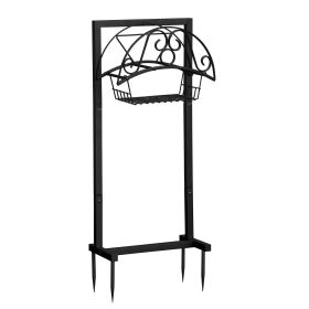 Heavy Duty Detachable Garden Hose Holder with Storage Basket, 15.8"D x 8"W x 39.4"H Upgraded Water Hose Stand, Outdoor Storage Rack Hanger for Outsid