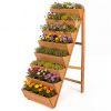 8-Tier Vertical Raised Garden Bed, 40" x 24" x 59" Fir Wood Ladder Planter Stand for Vegetables Herbs Flowers