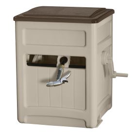 Hose Hideaway 225' Outdoor Garden Hose Reel with Storage Bin and Hose Guide, Taupe