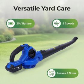 20V Cordless Leaf Blower with Battery & Charger – 2-Speed Electric Lawn & Yard Blower for Spring Lawn Care, Leaf Cleanup & Garden Maintenance