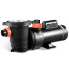 Above Ground Pool Pump, 1.5HP/0.35HP, Dual Speed Swimming Pool Pump, High 110 GPM 54 ft Lift, Low 52 GPM 14 ft Lift, 110V 3450 RPM with Strainer Bask