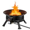 Propane Fire Pit 24-Inch, 53,000 BTU Portable Gas Fire Pit, with Grill Grate & Lava Rocks, Adjustable Flame, Folding Legs,Smokeless Outdoor Firebowl