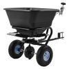 Tow-Behind Spreader, 9.8 ft Spreading Width, Broadcast Spreader with 10" All-Terrain Tires, 85 lbs Capacity Hopper, Adjustable Flow Control, Lawn Spr