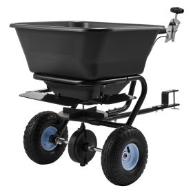 Tow-Behind Spreader, 9.8 ft Spreading Width, Broadcast Spreader with 10" All-Terrain Tires, 85 lbs Capacity Hopper, Adjustable Flow Control, Lawn Spr