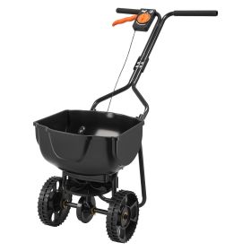Walk-Behind Spreader, 9.8ft Spreading Width, Push Broadcast Spreader with 10" All-Terrain Tires, Adjustable Flow Control, 15lbs Capacity Hopper, Lawn