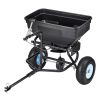 Tow Behind Broadcast Spreader, 130LBS Capacity, Tow/Push Garden Spreader with 13 in Tires, 30 Adjustable Setting & 9.8 ft Spreading Width, Lawn Sprea