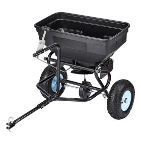 Tow Behind Broadcast Spreader, 130LBS Capacity, Tow/Push Garden Spreader with 13 in Tires, 30 Adjustable Setting & 9.8 ft Spreading Width, Lawn Sprea