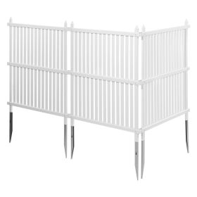 3 Panels Outdoor Privacy Screen, 36 x 45 in Air Conditioner Fence with 19.7 in Ground Stakes, Pool Equipment Enclosure, Strip Vinyl Privacy Fence, Id