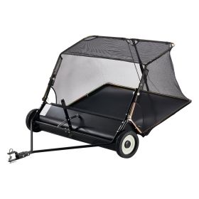 52 in Tow Behind Lawn Sweeper, 26 cu.ft. Large Yard Sweeper, Adjustable Sweeping Height, Heavy Duty Leaf & Grass Collector with Dumping Rope, Pull Be