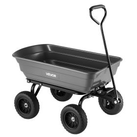 Garden Dump Cart, 600 lbs Poly Dump Cart, Garden Carts Dumps Wagon with 90° Quick-Dumps Mechanism, 180° Swivel Wheels, 270° Flexible Rotating Bearing