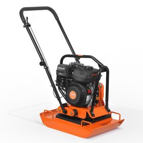 Plate Compactor, 7 HP 196CC Gas Engine, 5400 VPM Vibrating Ground Rammer, 4440 lbs Compaction Force, 23 x 18 in Plate, Walk Behind Compactor for Pave