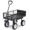 Garden Cart with Seat, 500 LBS, Rolling Steel Garden Work Seat with Wheels, Heavy Duty Gardening Stool, with Tool Tray & Adjustable Handle, Outdoor Y