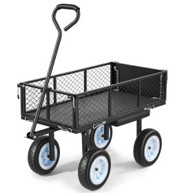 Garden Cart with Seat, 500 LBS, Rolling Steel Garden Work Seat with Wheels, Heavy Duty Gardening Stool, with Tool Tray & Adjustable Handle, Outdoor Y