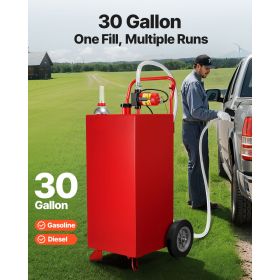 30 Gallon Gas Caddy, Max Flow 32L/min, Diesel Tank with Electric Pump, Diesel Storage Tank with 2 Wheels & 10 ft Hose, Gas Container for ATV, Car, Mo
