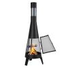 Chiminea, 20 Inch Outdoor Wood Burning Firepit, Conical Fireplace for BBQ & Warming, Outside Wooden Fire Pit with Grill Mesh, Chimney Coat & Rustproo
