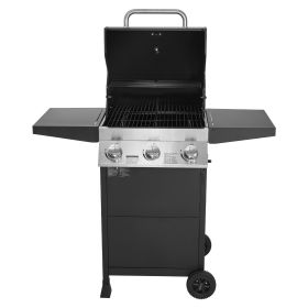 Gas Grill, 3 Burner Propane Gas Grill with Spacious 338 SQ.In Grilling Area, Carbon Steel Enamel Grates, Outdoor 36,000 BTU Patio Garden BBQ Grills w