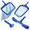 Swimming Pool Cleaning Kit, Includes 2 Detachable Brush Heads (20 Inch / 5.5 Inch) and 2 Pool Skimmer Nets, 4-in-1 Inground/Above Ground Pools Cleani