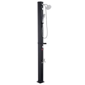 10.6 Gal Solar Heated Shower, 6.7ft Showerhead Height Outdoor Shower, with Handheld & Foot Faucet, Hot & Cold Water Adjustment, Freestanding for Back