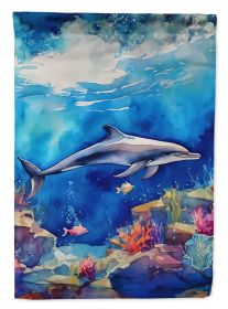 Dolphin House Flag Large Porch Sleeve Pole Decorative Outside Yard Banner Artwork Wall Hanging, Polyester, House Size, Multicolor