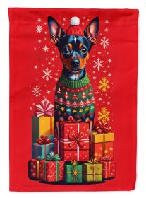 Miniature Pinscher Holiday Christmas House Flag Large Porch Sleeve Pole Decorative Outside Yard Banner Artwork Wall Hanging, Polyester, House Siz