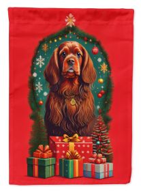 Sussex Spaniel Holiday Christmas House Flag Large Porch Sleeve Pole Decorative Outside Yard Banner Artwork Wall Hanging, Polyester, House Size