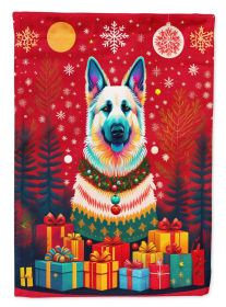 German Shepherd Holiday Christmas House Flag Large Porch Sleeve Pole Decorative Outside Yard Banner Artwork Wall Hanging, Polyester, House Size
