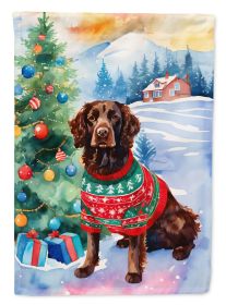 American Water Spaniel Christmas House Flag Large Porch Sleeve Pole Decorative Outside Yard Banner Artwork Wall Hanging, Polyester, House Size