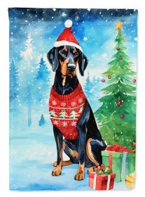 Black and Tan Coonhound Christmas House Flag Large Porch Sleeve Pole Decorative Outside Yard Banner Artwork Wall Hanging, Polyester, House Size