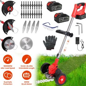 3 in 1 Electric Cordless Grass Wacker Battery Powered Grass Trimmer With Wheels Adjustable Head Extendable Length Rechargeable Lightweight Lawn Trimm