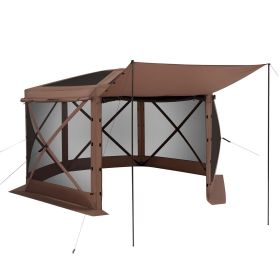 VEVOR Pop up Gazebo Screen Tent, 12 x 12 ft Large 6-Sided Camping Canopy Tent with Removable Top & Carry Bag, Quick-Set & Bite-Proof