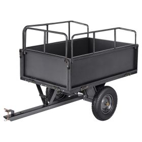VEVOR Garden Utility Trailer, 17 Cu. Ft & 600lbs Capacity, ATV UTV Hauling Trailer, Tow Behind Steel Dump Cart with 16" Tires, Hand Pull or Foot