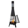 Chiminea, 20 Inch Outdoor Wood Burning Firepit, Conical Fireplace for BBQ & Warming, Outside Wooden Fire Pit with Grill Mesh, Chimney Coat & Rustproo