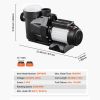 Above Ground Pool Pump, 2.5 HP, 148 GPM Max Flow Single Speed Swimming Pool Pump, 220V 3450 RPM 62 ft Max Head Lift with PP Shell Strainer Basket, 12