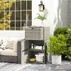 Outdoor Towel Rack for Pool w/ Drawer & Cabinet, Gray