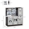 Brown Wooden Kids Kitchen Playset | Interactive Washing Machine and Water Dispenser