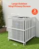 3 Panels Outdoor Privacy Screen, 36 x 45 in Air Conditioner Fence with 19.7 in Ground Stakes, Pool Equipment Enclosure, Strip Vinyl Privacy Fence, Id