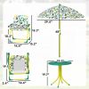 Kids Picnic Table, Kids Table and Chair Set with 2 Folding Chairs and Umbrella for Backyard, Garden, Patio, Green