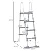 70" Above Ground Swimming Pool Ladder, A-Frame Deck Ladder with Top Platform, Non-slip Steps & Rounded Handrails for 48" Pool Wall Height, Gray
