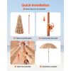 Tiki Umbrella, 6.5 ft Thatched Patio Umbrella with Tilt, Hawaiian Style Beach Parasol with Durable PP Thatch and 8 Metal Ribs, Grass Pool Umbrellas f