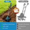 Cordless Tiller Cultivator,800W Electric Cordless Tiller Cultivator, 21V Battery Powered Soil Tiller with 6.69" Depth 8.66" Width, Handheld Garden Cu