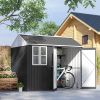 8' x 6' Metal Garden Storage Shed, Extra Large Outdoor Tool Storage House w/ Doors, Window and Air Vents, Dark Gray