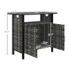 Outdoor Pool Towel Storage Cabinet Organizer, Pool Towel Holder with Shelf and Cabinet, Pool Valet with Weather-Resistant PE Rattan and Steel Frame,