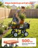 Garden Cart with Seat, 500 LBS, Rolling Steel Garden Work Seat with Wheels, Heavy Duty Gardening Stool, with Tool Tray & Adjustable Handle, Outdoor Y