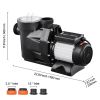 Above Ground Pool Pump, 2 HP, 135 GPM Max Flow Single Speed Swimming Pool Pump, 220V 3450 RPM 61 ft Max Head Lift with PP Shell Strainer Basket, 122