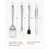 Grilling Accessories, 4PCS BBQ Grill Tool Set, Heavy Duty Stainless Steel Barbecue Tools, Kitchen Utensils with Tong, Spatula, Fork, Brush, for Outdo